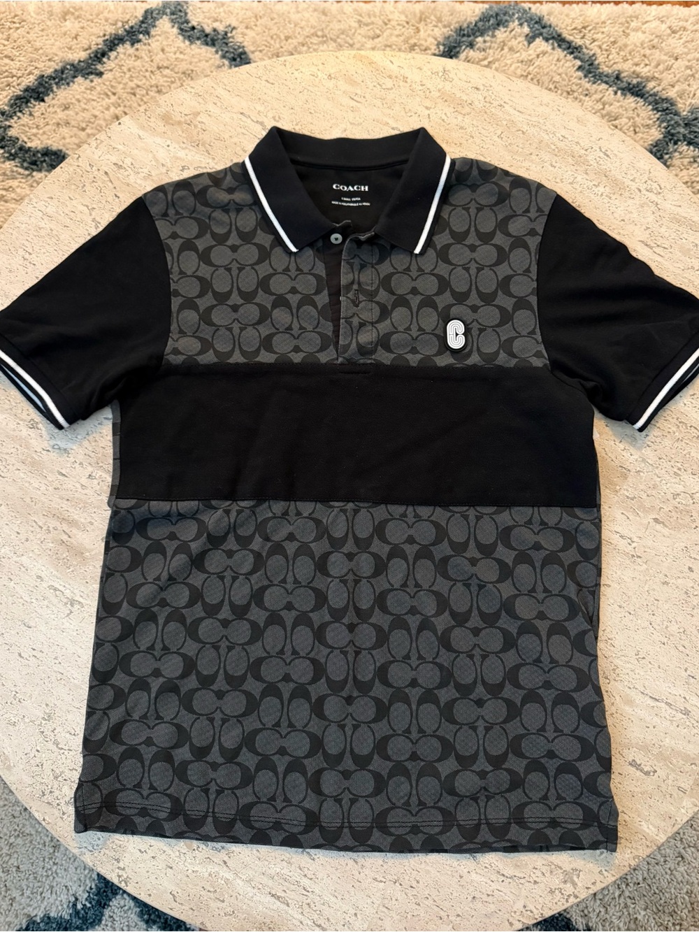 Coach Men’s Black/Charcoal Signature Polo Shirt